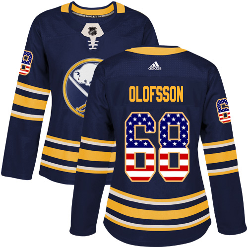 Adidas Sabres #68 Victor Olofsson Navy Blue Home Authentic USA Flag Women's Stitched NHL Jersey